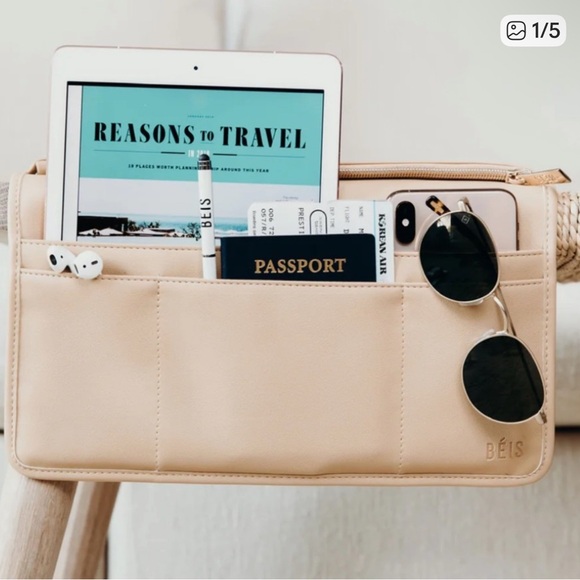 Beis Black Leather Seat-back Travel Organizer Rare Excellent Condition - Picture 2 of 7